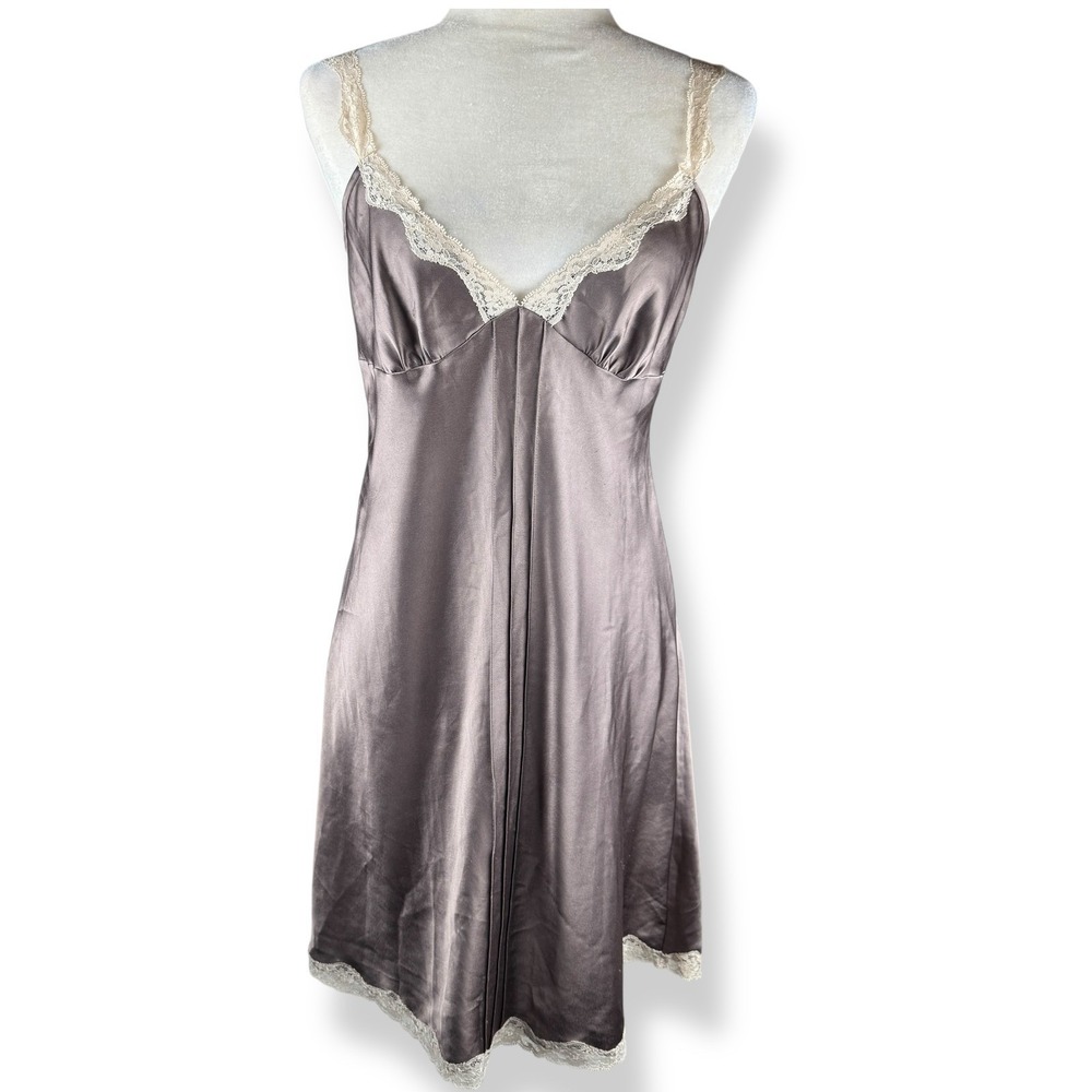 Victorias Secret Slip Dress Womens Size Medium Y2K Satin Lace Babydoll Lingerie